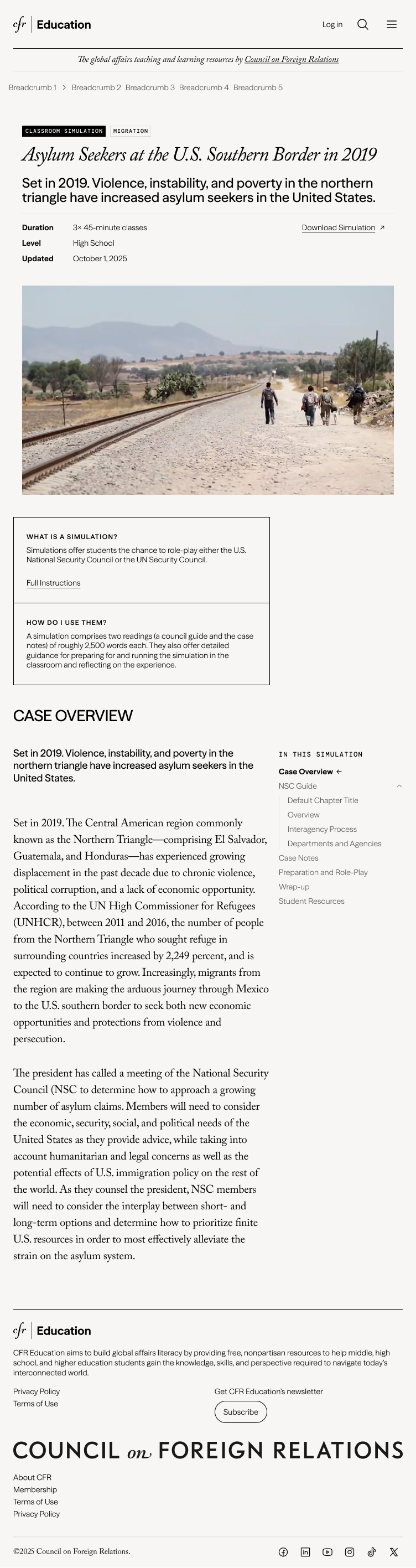 Simulation page, tablet view