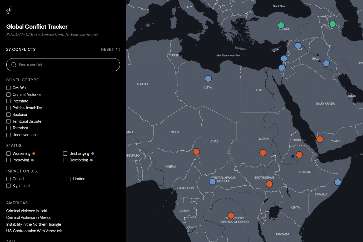 Global Conflict Tracker homepage