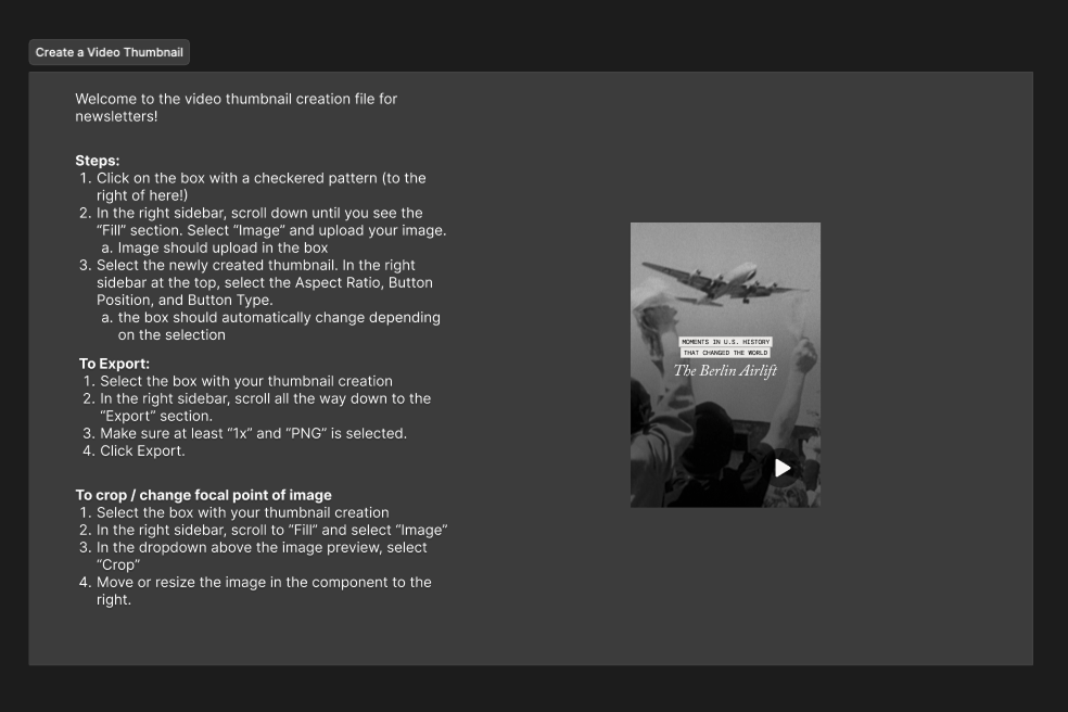 Figma video thumbnail creation tool with step-by-step instructions